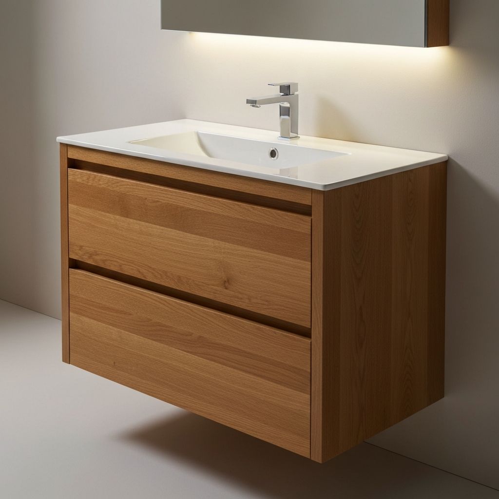 Bathroom Vanity Unit - 80cm Oak Wood